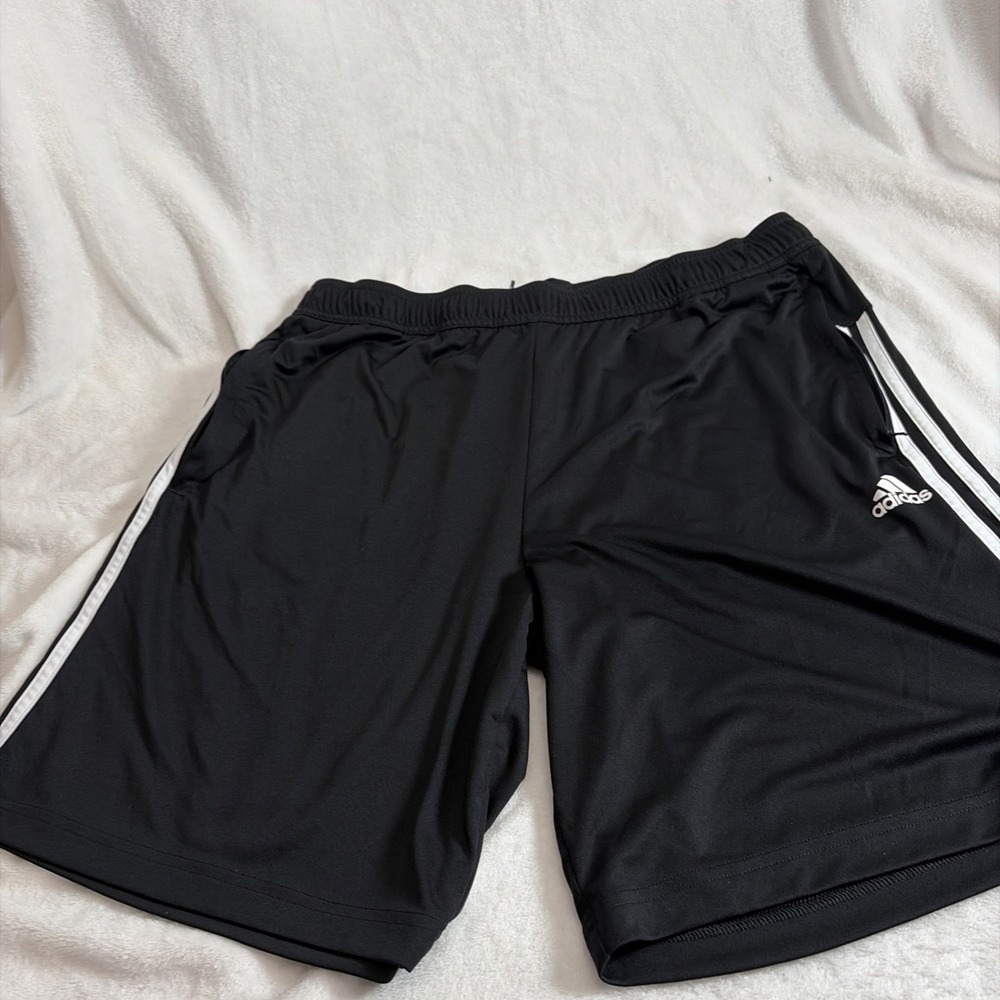 Adidas‎ Black Athletic Shorts Men's Size XL Three Stripe Performance